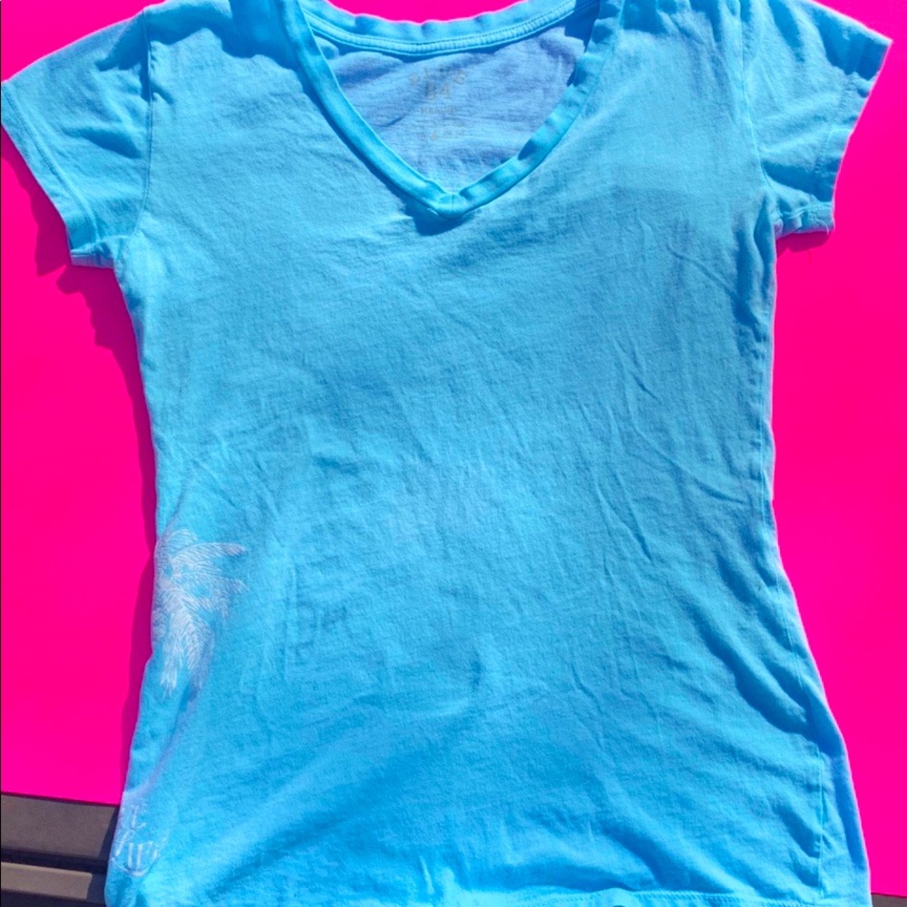 A light blue t shirt